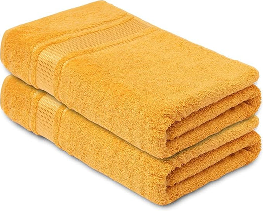 Melissa Linen, 2 Piece Hand Towel Set, 100% Turkish Cotton Face Hand Towels for Bathroom, 20 in x 35 in, Absorbent, Quick Dry, Durable and Soft, Spa and Hotel Quality, Yellow