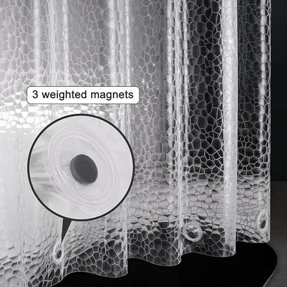UFRIDAY Extra Long Clear Shower Curtain Liner 72 x86 inches,3D Water Cube Extra Long Shower Curtain for Bathroom with 3 Big Weighted Magnets and 12 Rustproof Grommet Holes