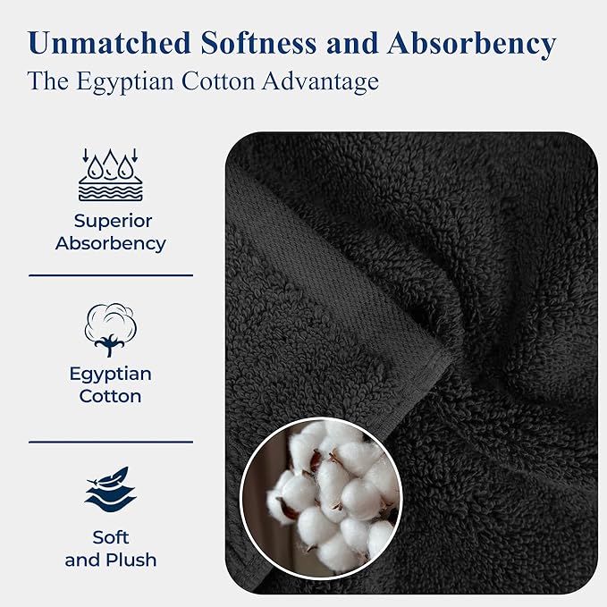 BLUENILEMILLS Madison Egyptian Cotton Towels, Towel Set for Bathroom, Shower, Hotel, Plush, 800 GSM, Highly Absorbent and Ultra-Soft Towels, Bath Essentials, 8 Piece Assorted Towel Set, Gold