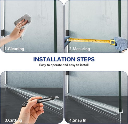 2-Pack Frameless Shower Door Bottom Seal (1/4" X 39") Clear Glass Seal Strip Shower Door Sweep - Stop Shower Leaks