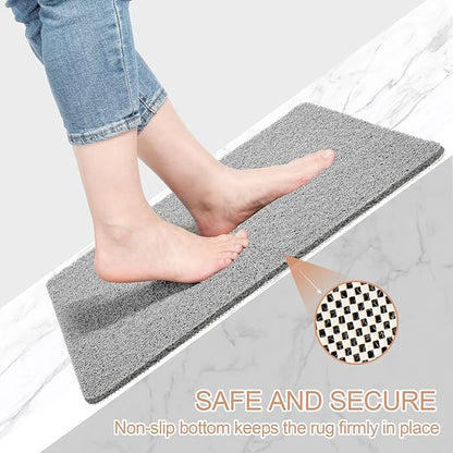 Joyhalo Anti Slip Shower Mat - 47'' x 16'' Non Slip Bath Mat for Elderly, PVC Loofah, Grey