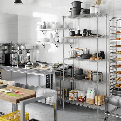 18" Deep x 36" Wide x 86" Height Wire Shelving Kit | 5-Tier | NSF Commercial Storage Rack Unit
