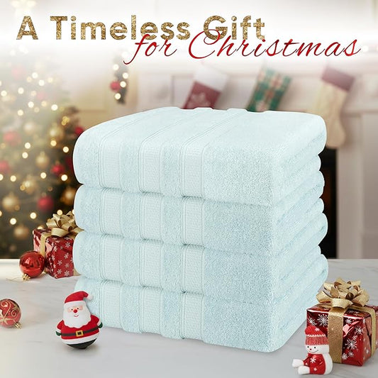 American Soft Linen Salem 100% Cotton Turkish 4 Piece Bath Towels for Bathroom, 600 GSM Soft Absorbent Quick Dry Bath Towel Set, Mint