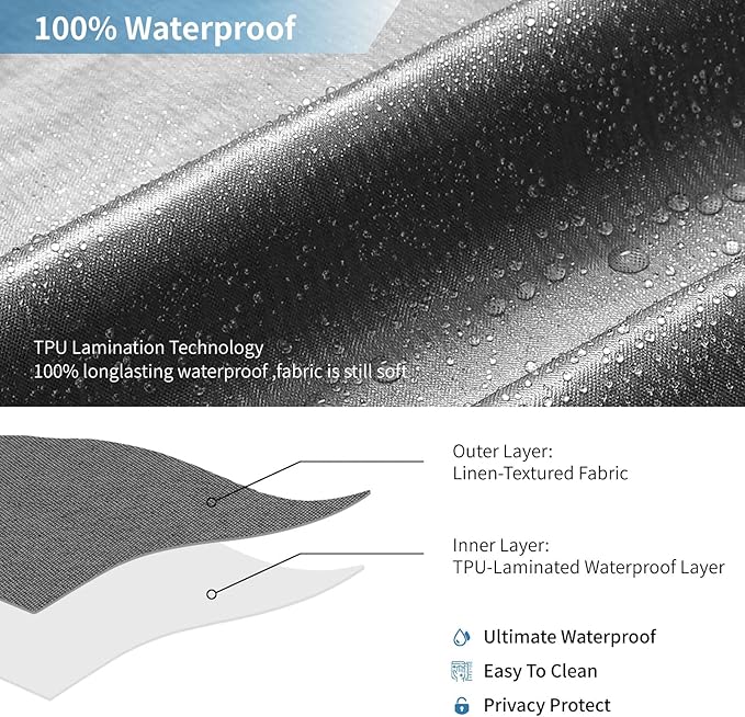 2-in-1 Waterproof Extra Long Fabric Shower Curtain or Liner,Linen Textured,84 Inch Breathable TPU & Washable Bathroom Shower Curtain Set with 12 Plastic Hooks,Modern,72"x96" Charcoalgrey
