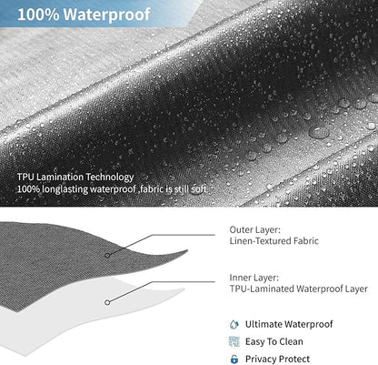 2-in-1 Waterproof Extra Long Fabric Shower Curtain or Liner,Linen Textured,84 Inch Breathable TPU & Washable Bathroom Shower Curtain Set with 12 Plastic Hooks,Modern,72"x96" Charcoalgrey