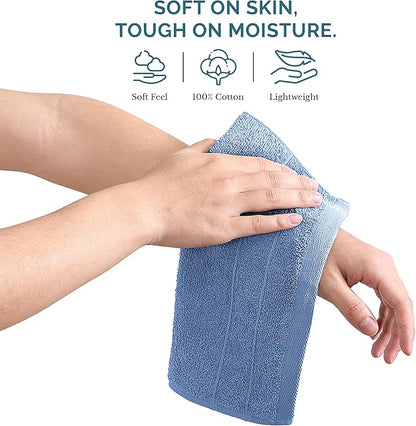 Casa Platino 100% Cotton Wash Cloths 6 Pack - Spa & Salon Quality - Ring Spun Cotton Face Cloths- Soft & Absorbent Washcloths for Shower, Home, Kitchen - Fingertip Towels - 13"x13", Cerulean Blue