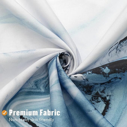 MitoVilla Blue Marble Small Stall Shower Curtain 36 x 72, Abstract Ombre Half Size Narrow Shower Curtain Set, 36 inch Modern Fabric Shower Curtains for Chic Luxury Bathroom Decor