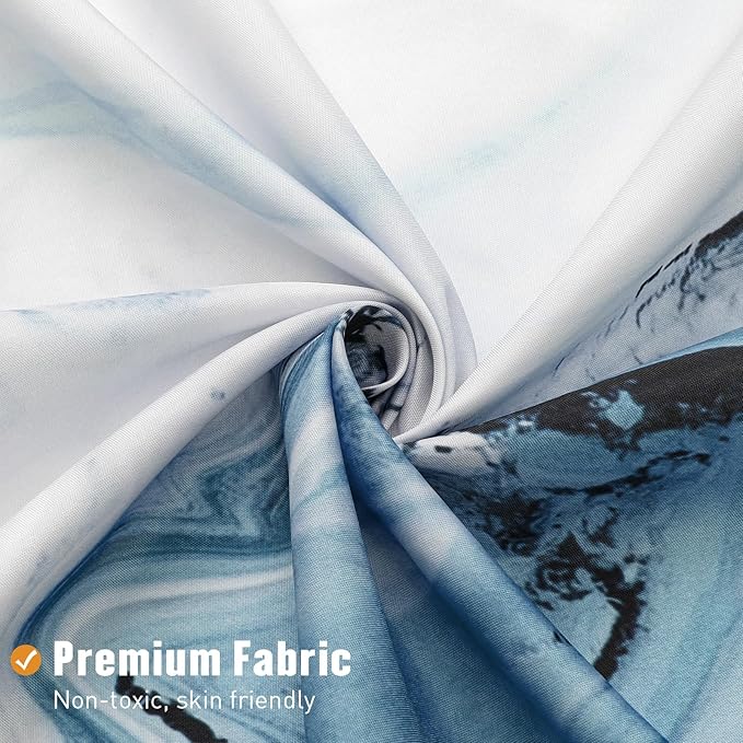 MitoVilla Blue Marble Shower Curtain, Modern Ombre Elegant Fabric Cloth Shower Curtains for Luxury Bathroom Decor, Abstract Chic Summer Watercolor Shower Curtain, 72x72