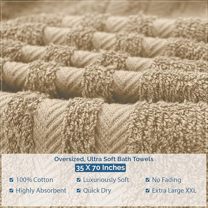 DAN RIVER 2 Pack Luxury Bath Sheets 35x70, 600 GSM, Soft & Quick Dry 100% Ring Spun Cotton Towels Ideal for Hotels, Spas, Gyms & Salons Extra Large, Tan