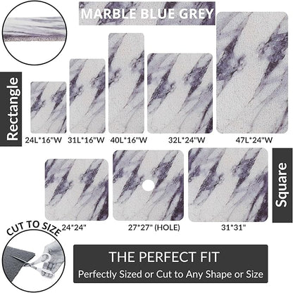 Square Shower Mat - Non Slip Shower Mats for Inside Shower - Extra Large 31x31 Shower Floor Mat Non Slip - Square Bath Mat for Shower - Secure Anti Slip Loofah Shower Bath Mat (31x31 Blue Grey)