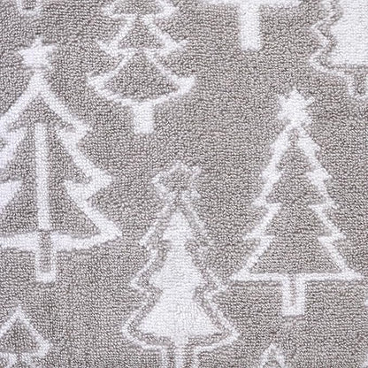 SKL Home Christmas/Winter Mod Tree 100% Cotton Premium 2-Piece Hand Towel Set, 450 GSM, Reversible Jacquard, Soft & Absorbent, Decorative for Bath/Kitchen/Bar, Gray