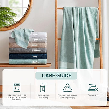 Comfort Spaces Turkish Bath Towel Set of 4 Piece 27x54 Medium 100% Cotton Towels Highly Absorbent Soft Quick Dry Shower for Bathroom Spa Seafoam Green