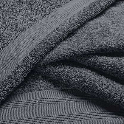 Ultra Soft 6 Pack Cotton Towel Set, Contains 2 Bath Towels 28x55 inch, 2 Hand Towels 16x24 inch & 2 Wash Coths 12x12 inch, Ideal Everyday use, Compact & Lightweight - Charcoal Grey