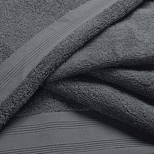 Ultra Soft 3 Pack Cotton Towel Set, Contains a Bath Towels 28x55 inch, a Hand Towels 16x24 inch & a Wash Coths 12x12 inch, Ideal Everyday use, Compact & Lightweight - Charcoal Grey