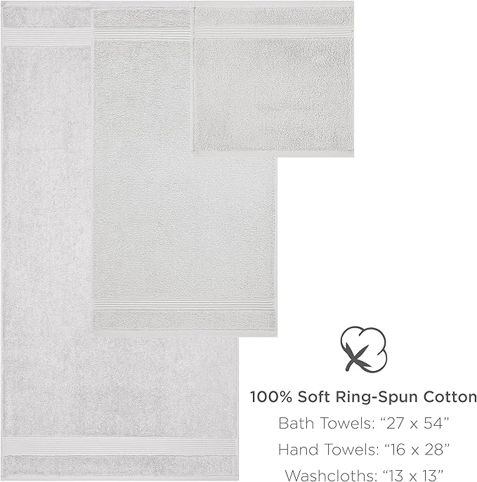 Arkwright Bathroom Hand Towels Set of 6 - Super Soft 100% Cotton, 600 GSM Quick Dry & Absorbent, Luxury Bath Essentials for Hotels, Spa, Hosts, and Vacation Rentals, Titanium Grey