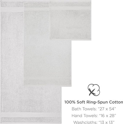 Arkwright Bath Washcloths 12 Pack - Super Soft 100% Cotton, 600 GSM Quick Dry & Absorbent, Luxury Face & Body Wash Cloth Towels for Hotels, Spa, and Vacation Rentals, Misty Blue