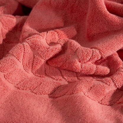 BAGNO MILANO Organic Turkish Cotton Bath Towels, Luxury Jacquard Collection, Certified Organic Highly Absorbent, Soft-Plush Towel Set (Coral Red, Bathsheet)