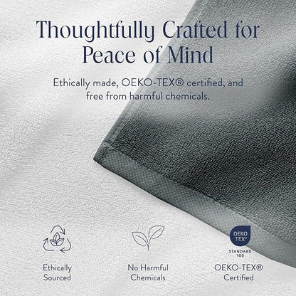 Brooklinen Super-Plush Turkish Cotton Washcloths - Set of 2 - Cotton, 820 GSM, Highly Absorbent, Machine Washable, Perfect for Home & Bathroom (13" x 13", Slate Grey)