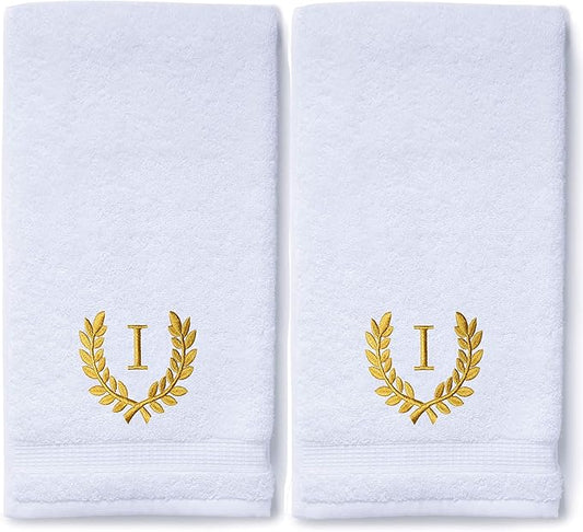 Decorative and Monogrammed Hand Towels for Bathroom Kitchen Makeup | Personalized Gift for Wedding-Bridal | Roman Font Custom Luxury Turkish Towel | Spa Collection, Oversized, 16 X 30 Inch, Set of 2