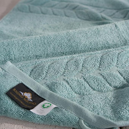 BAGNO MILANO Organic Turkish Cotton Bath Towels, Luxury Jacquard Collection, Certified Organic Highly Absorbent, Soft-Plush Towel Set (Mint, Bathsheet)