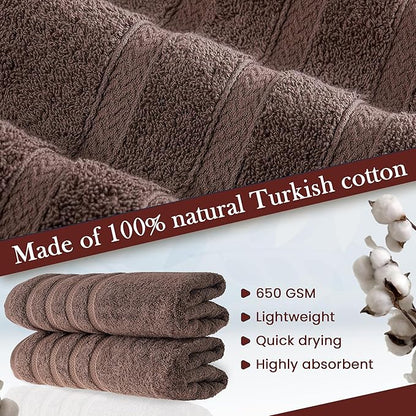 HALLEY Turkish 2 Pack Premium Bath Towels (2 Pieces) 650 GSM Highly Absorbent Super Soft 100% Cotton - 2 Bath Towels (Brown)