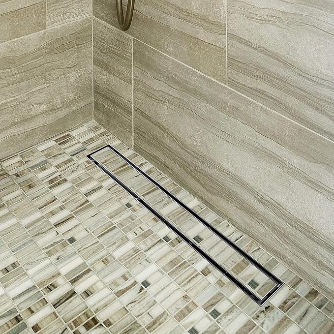 Neodrain 32-Inch Linear Shower Drain with Tile Insert Grate, Professional Brushed 304 Stainless Steel Rectangle Shower Floor Drain Manufacturer, Floor Shower Drain with Shower Drain Base