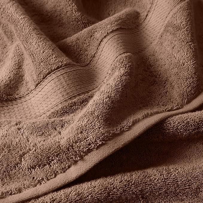 Superior Egyptian Cotton Pile 6 Piece Towel Set, Includes 2 Bath, 2 Hand, 2 Face Towels/Washcloths, Ultra Soft Luxury Towels, Thick Plush Essentials, Guest Bath, Spa, Hotel Bathroom, Chocolate