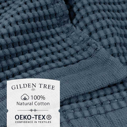 GILDEN TREE Waffle Towels for Bathroom Luxury 100% Cotton Bath Towels, Quick Dry Towel, Thin Super Absorbent Lint Free Shower Towels, Bath Towels Set of 2, Modern Style (Midnight Blue)