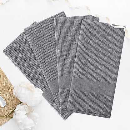 Homaxy Premium Kitchen Towels(18”x 28”, 6 Pack), Large Cotton Kitchen Hand Towels, Flat and Terry Dish Towels, 380 GSM Highly Absorbent Tea Towel Set with Hanging Loop, Grey