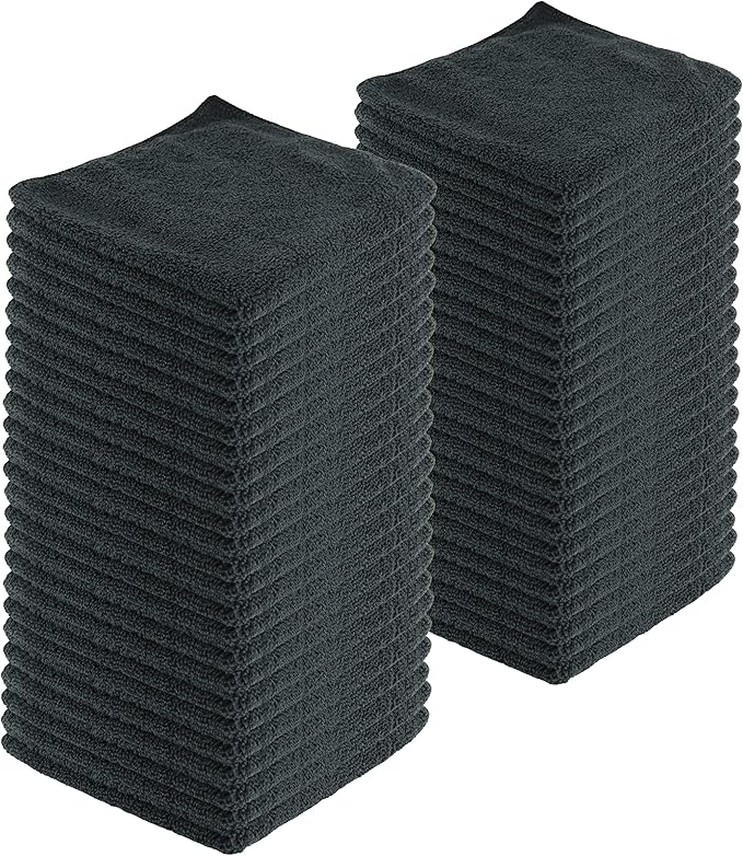 Microfiber Cleaning Cloths, 240 Pack, 16"x16", All-Purpose, Softer, Highly Absorbent, Lint-Free, Reusable, Washable Pro Towels, Black, for House, Kitchen, Bathroom, Car, Office