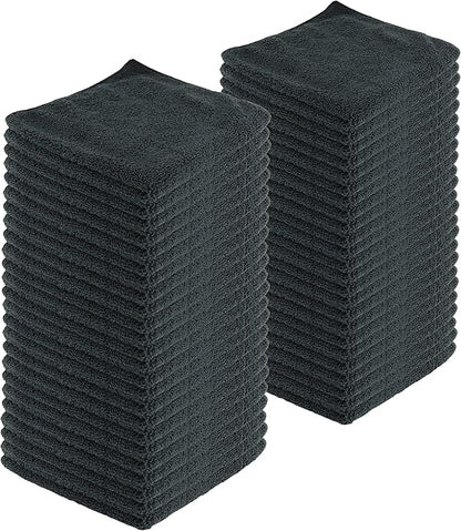 Microfiber Cleaning Cloths, 240 Pack, 16"x16", All-Purpose, Softer, Highly Absorbent, Lint-Free, Reusable, Washable Pro Towels, Black, for House, Kitchen, Bathroom, Car, Office