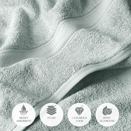 Superior Egyptian Cotton Pile 6 Piece Towel Set, Includes 2 Bath, 2 Hand, 2 Face Towels/Washcloths, Ultra Soft Luxury Towels, Thick Plush Essentials, Guest Bath, Spa, Hotel Bathroom, Sea Foam