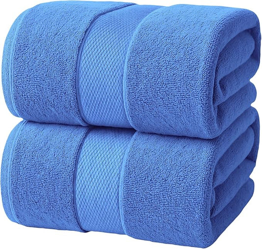 Infinitee Xclusives– Luxury Bath Sheets Towels – 2 Pack 600 GSM (35X70 Inches)– 100% Ring Spun Cotton Large Bath Towels for Bathroom (Eloquent Blue, Bath Sheet Pack of 2)