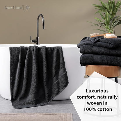 LANE LINEN (35"x66" Large Bath Sheets Set of 4-100% Cotton Bath Sheet - Fade Resistant, Machine Washable & Highly Absorbent - Oversized Luxury Bath Towel for Bathroom - Hotel Quality Black Towels