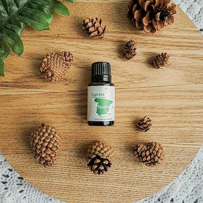 Cypress Essential Oil - Direct from Essential Oils SL in Mediterranean Spain - Aceite de Ciprés for Diffuser, 100% Pure Therapeutic Grade - Aromatheraphy, Skincare (15ml)