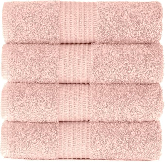 MAURA Basics Hand Towels for Bathroom with Hanging Hook Loops. Soft, Durable, Long Lasting and Absorbent Hand Towel Sets for Bathroom, American Standard Size 16"x28", Pink
