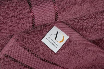 Ample Decor Washcloth Set of 200 Grape Purple 100% Cotton - Qucik Dry Popcorn Textured - Mulaayam Collection - 12 X 12 Inch