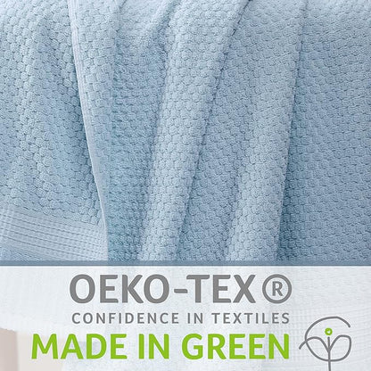 NY Loft 100% Cotton Hand Towel 6 Pack | Super Soft & Absorbent Quick-Dry Hand Towels 16" x 28" |Textured and Durable Cotton | Trinity Collection (6 Pack Hand Towel, Chambray Blue)