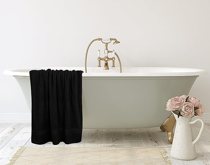 Utopia Towels - Luxurious Jumbo Bath Sheet 2 Piece - 600 GSM (35X70 Inches) 100% Ring Spun Cotton - Highly Absorbent and Quick Dry Extra Large Bath Towel - Super Soft Hotel Quality Towel (Black)