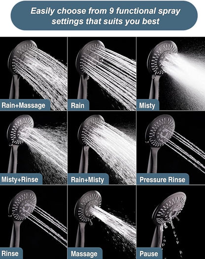 BRIGHT SHOWERS Shower Faucet Set, Shower System with Shower Valve Trim Kit, Double Handle Shower Fixture Rainfall Shower Head and 9-Setting Handheld Spray Combo, Valve Included, Oil-Rubbed Bronze