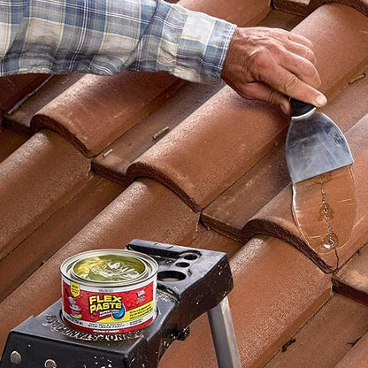 Flex Paste, Waterproof Paintable Putty, Spackle Sealant, Fill Gaps Cracks Holes - Block Out Water and Air - UV Resistant - Walls, Drywall, EPDM, Concrete, Roof, RV Repairs, Clear, Half-Quart
