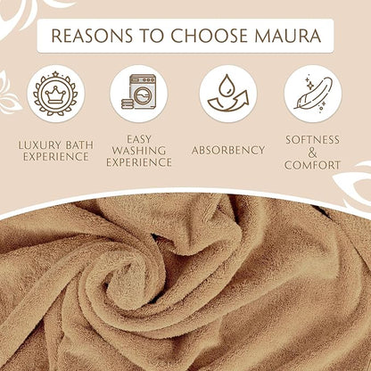 MAURA 6-Pack Premium Turkish Washcloth Set - Ultimate Luxury with Soft, Thick, Super Absorbent, and Oversized Cotton Face Towels - Ideal for a Hotel & Spa Quality Experience in Classic Brown Elegance
