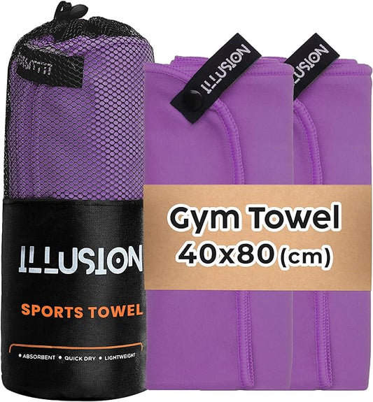 illusion Small Microfiber Gym Towels for Men and Women Active Sports (32" L x 16''W)-Lightweight Quick Dry Gym Towel for Sweat-Workout Towels Ideal for Yoga, Camping, Running, and Outdoor Activities