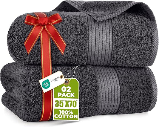 Utopia Towels Extra Large Bath Sheets 2 Pack, 35 by 70 Inches,100% Cotton Highly Absorbent & Quick Dry Bath Towel for Adults, Super Soft Towel, Grey