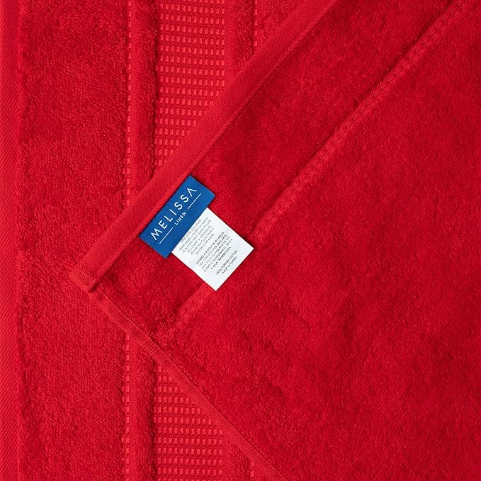 Melissa Linen, 2 Piece Bath Towel Set, 100% Turkish Cotton Bath Towels for Bathroom, Absorbent, Quick Dry, Durable and Soft Shower Towel, 28 in x 55 in, Spa and Hotel Quality, Red