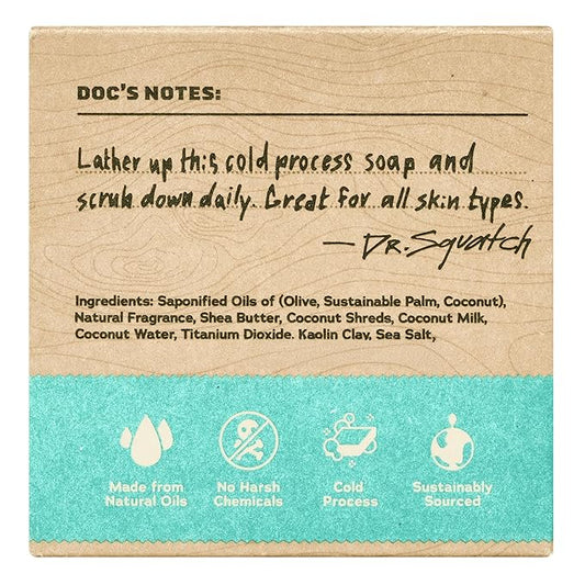 Dr. Squatch Natural Bar Soap for Men - Cold Process Soap with No Harsh Chemicals - Coconut Castaway (5 oz, 3-Pack)