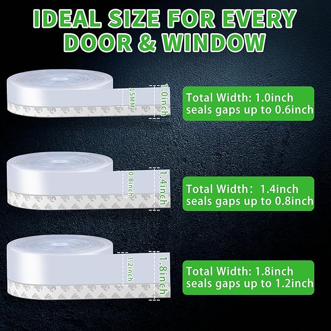 Weather Stripping Door Seal – 33ft Extra-Wide Silicone, Strong Adhesive, Seals Large Gaps for Maximum Winter Cold Protection and Weatherproofing, 1.8in Transparent