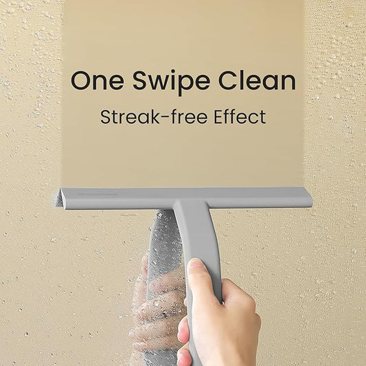 dancemoon JustHang Shower Squeegee for Glass Doors, All-One-Piece Silicone with Built-in Hook Design for Easy Hanging, Household Window Mirror Squeegee for Bathroom, Glass, Kitchen, Tile Wall, Car