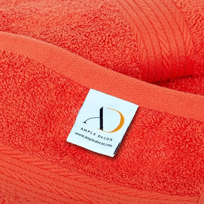 Ample Decor Bathroom Set of 2 Hand Towel 18 X 28 Inch 600 GSM 100% Cotton, Premium Soft Absorbent - Orange
