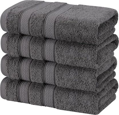 American Soft Linen Salem 100% Cotton Turkish 4 Piece Bath Towels for Bathroom, 600 GSM Soft Absorbent Quick Dry Bath Towel Set, Dark Gray
